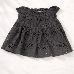 The Impeccable Pig Black Eyelet Skort | Boho Cottagecore Mini | Size L